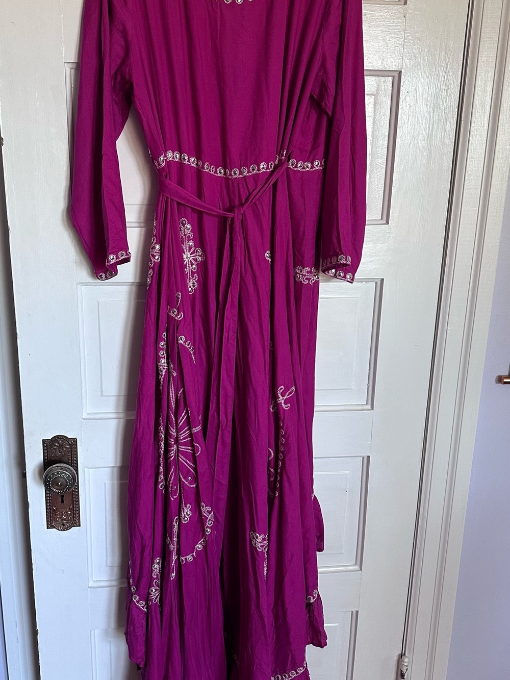 J. Peterman Fuchsia Maxi Dress with White Embroidery - Picture 2 of 5